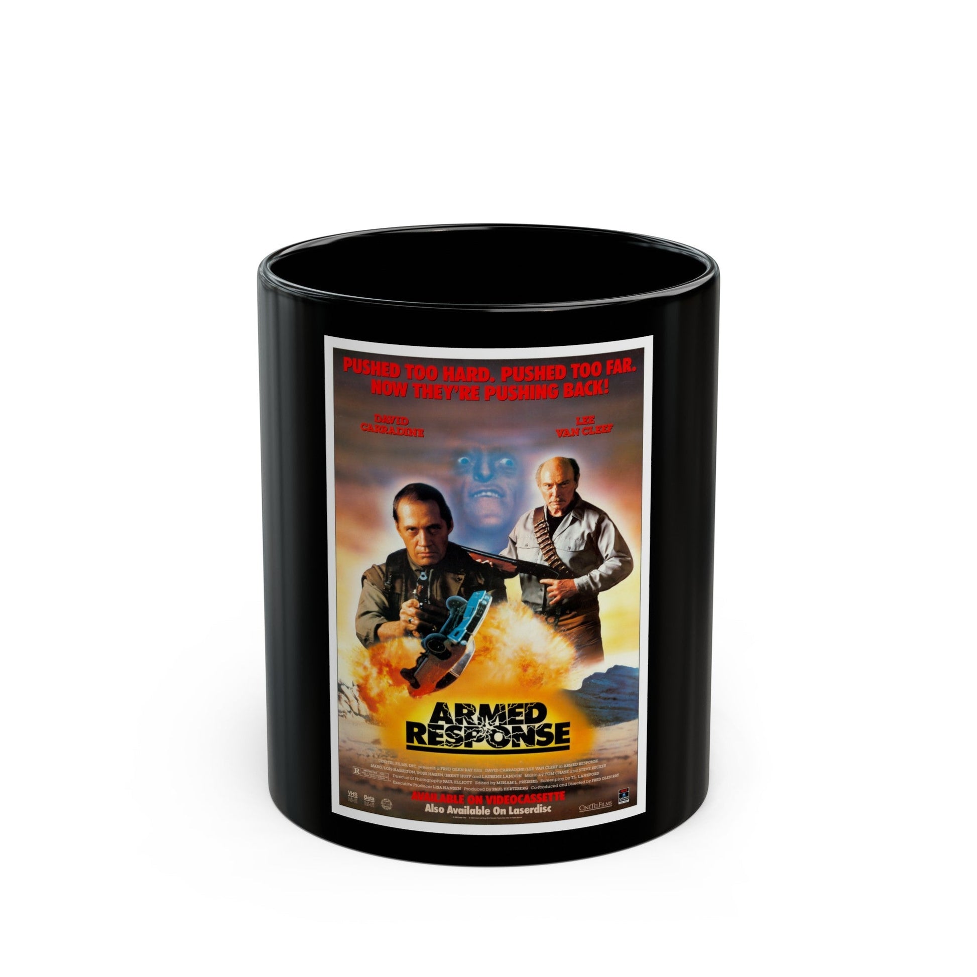 ARMED RESPONSE 1986 Movie Poster - Black Coffee Mug-11oz-The Sticker Space