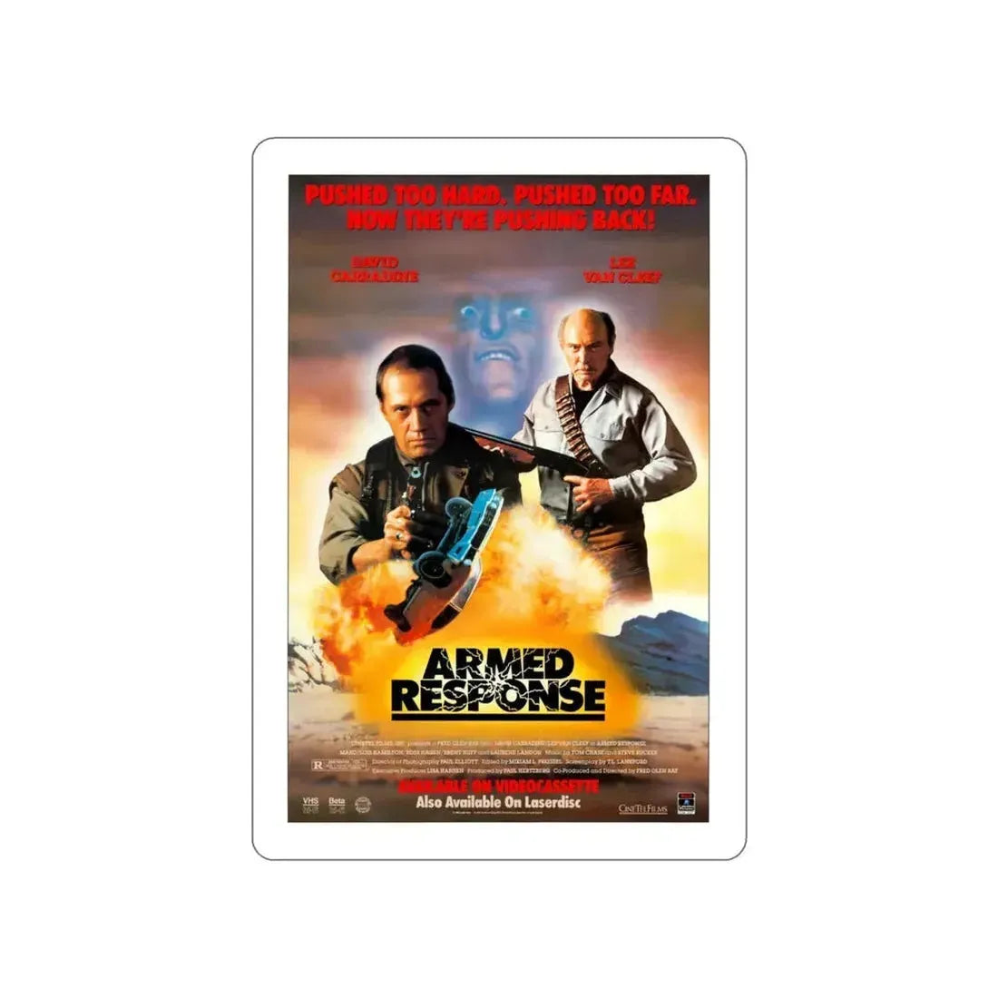 ARMED RESPONSE 1986 Movie Poster STICKER Vinyl Die-Cut Decal 4 Inch - The Sticker Space