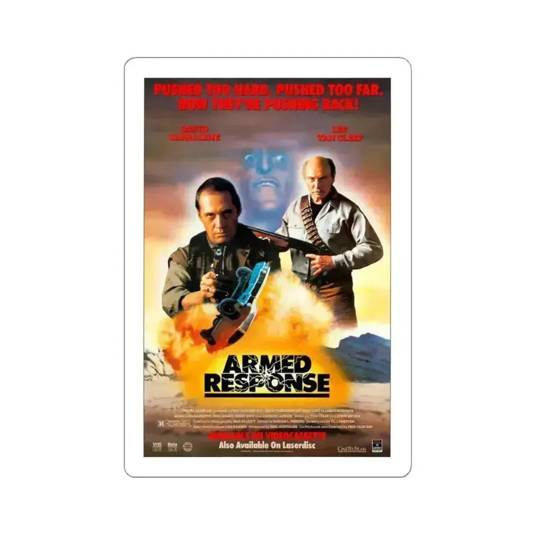 ARMED RESPONSE 1986 Movie Poster - STICKER Vinyl Kiss-Cut Decal 4 Inch White - The Sticker Space