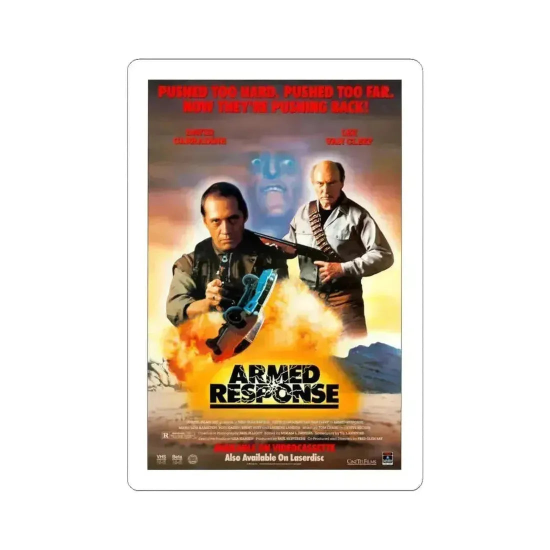 ARMED RESPONSE 1986 Movie Poster - STICKER Vinyl Kiss-Cut Decal 6 Inch White - The Sticker Space