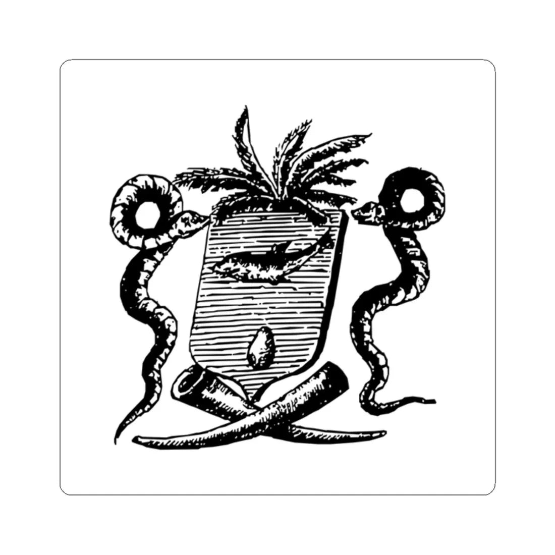 Armes de Behanzin (Benin) (Coat of Arms) STICKER Vinyl Kiss-Cut Decal 2 Inch White - The Sticker Space