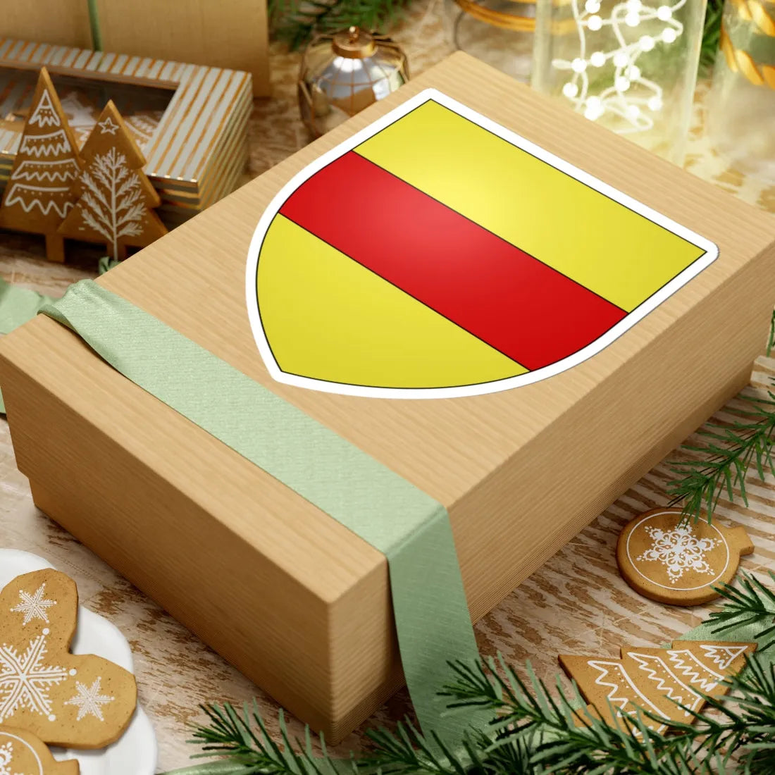 Armes de Servais à la fasce (Belgium) (Coat of Arms) STICKER Vinyl Kiss-Cut Decal - The Sticker Space