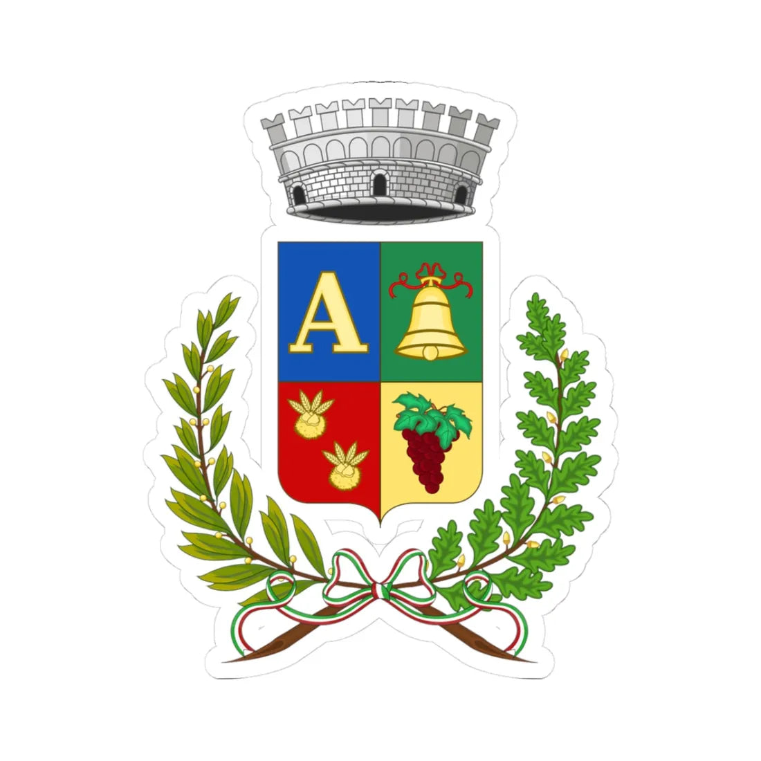 Armo Italia-Stemma (Italy) (Coat of Arms) STICKER Vinyl Kiss-Cut Decal 3 Inch White - The Sticker Space