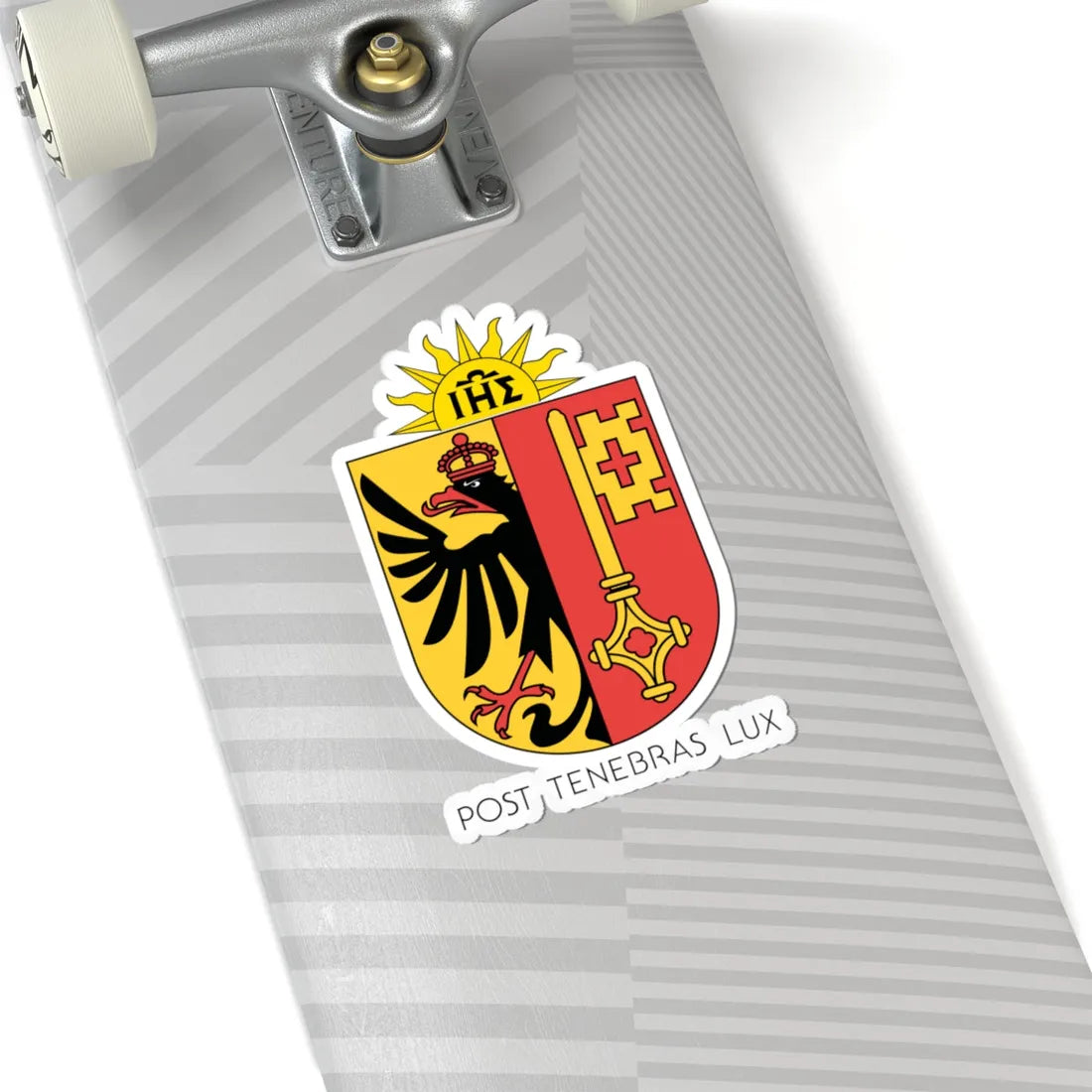 Armoiries cantonales GE avec devise (Switzerland) (Coat of Arms) STICKER Vinyl Kiss-Cut Decal - The Sticker Space