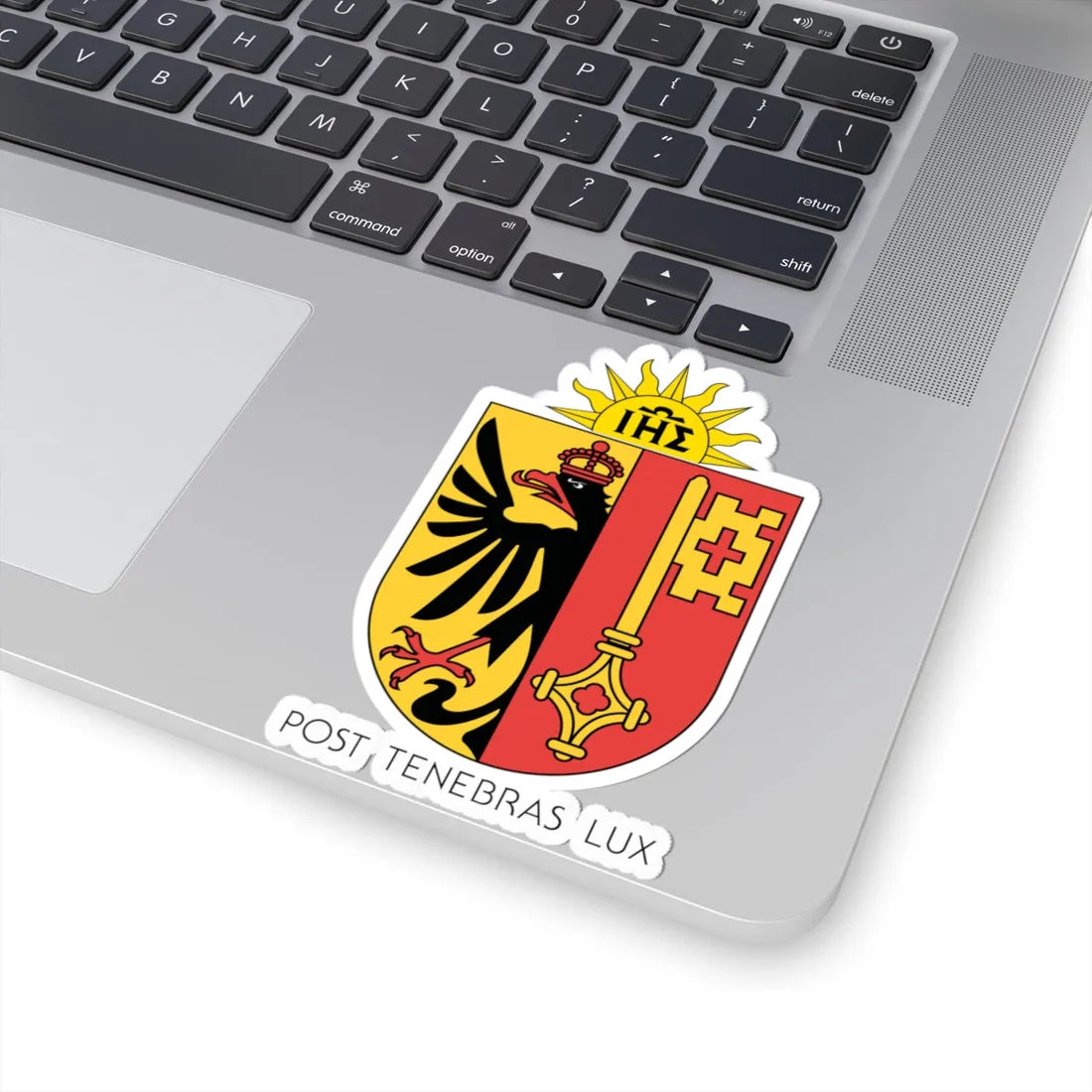 Armoiries cantonales GE avec devise (Switzerland) (Coat of Arms) STICKER Vinyl Kiss-Cut Decal - The Sticker Space