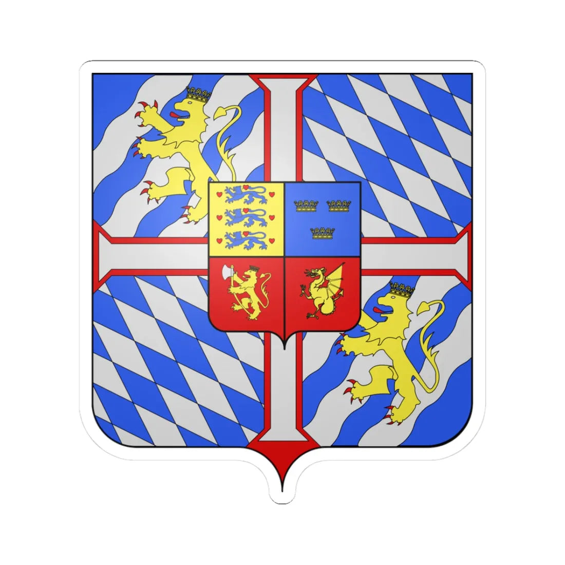 Armoiries Christophe III de Bavière roi de Danemark (Denmark) (Coat of Arms) STICKER Vinyl Kiss-Cut Decal 3 Inch White - The Sticker Space