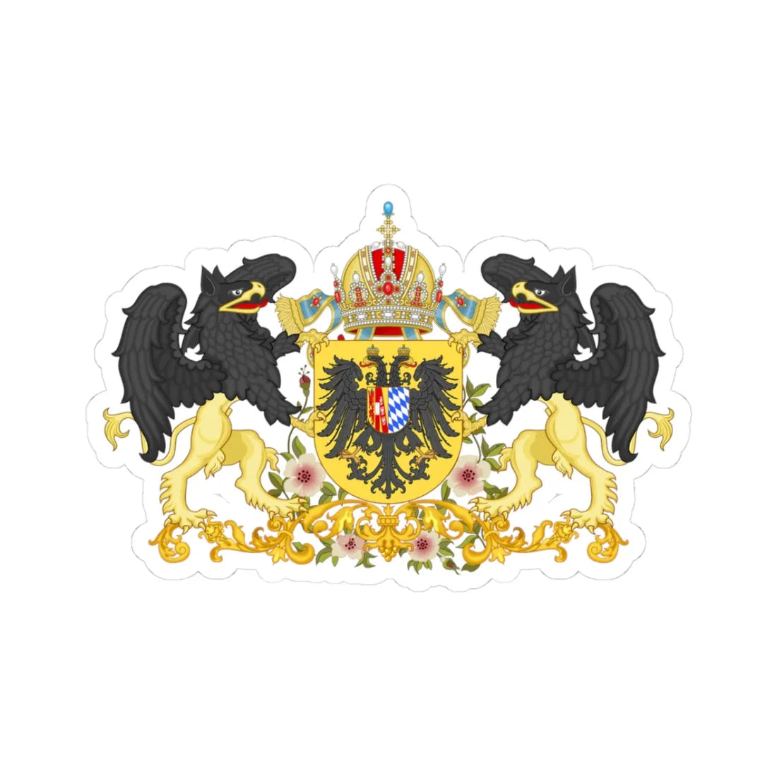 Armoiries d Elisabeth de Baviere Imperatrice dAutriche-Hongrie (Austria) (Coat of Arms) STICKER Vinyl Kiss-Cut Decal 3 Inch White - The Sticker Space