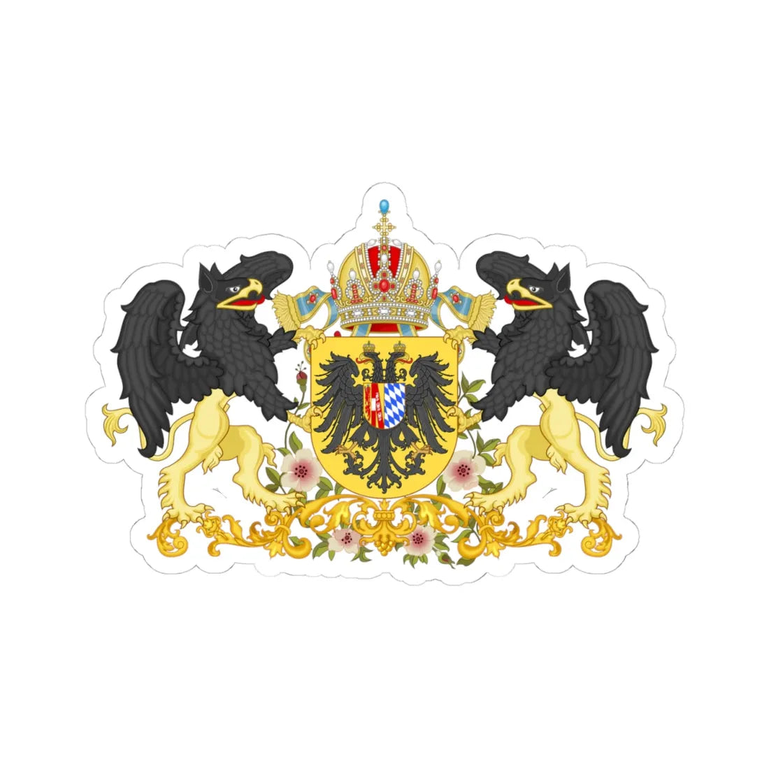 Armoiries d Elisabeth de Baviere Imperatrice dAutriche-Hongrie (Austria) (Coat of Arms) STICKER Vinyl Kiss-Cut Decal 4 Inch White - The Sticker Space