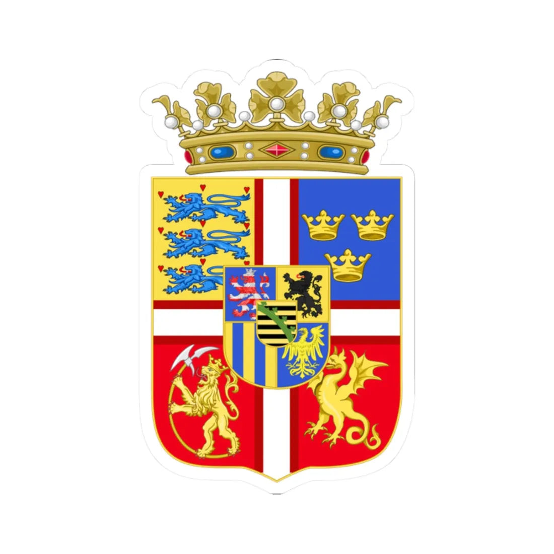 Armoiries de Christine de Saxe Danemark (Denmark) (Coat of Arms) STICKER Vinyl Kiss-Cut Decal 2 Inch White - The Sticker Space