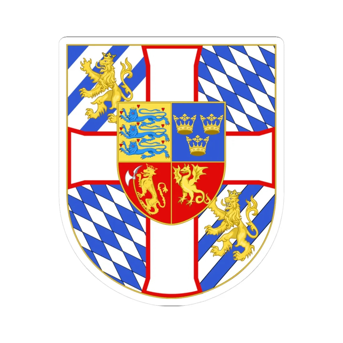 Armoiries de Christophe de Bavière (Germany) (Coat of Arms) STICKER Vinyl Kiss-Cut Decal 3 Inch White - The Sticker Space