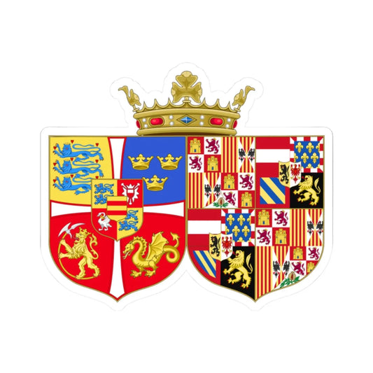 Armoiries de Kristian II et Isabelle dAutriche (Denmark) (Coat of Arms) STICKER Vinyl Kiss-Cut Decal 2 Inch White - The Sticker Space