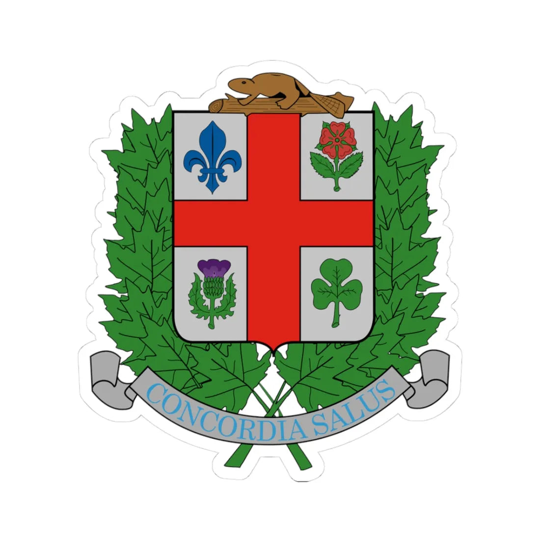 Armoiries de Montréal 1938 (Canada) (Coat of Arms) STICKER Vinyl Kiss-Cut Decal 3 Inch White - The Sticker Space