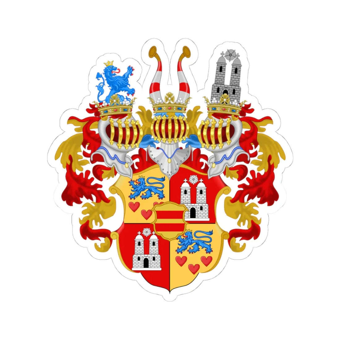 Armoiries de Viggo de Danemark (Denmark) (Coat of Arms) STICKER Vinyl Kiss-Cut Decal 4 Inch White - The Sticker Space