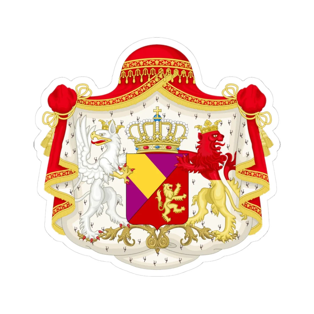 Armoiries du Grand-Duché de Bade-1806 Variant (Germany) (Coat of Arms) STICKER Vinyl Kiss-Cut Decal 3 Inch White - The Sticker Space