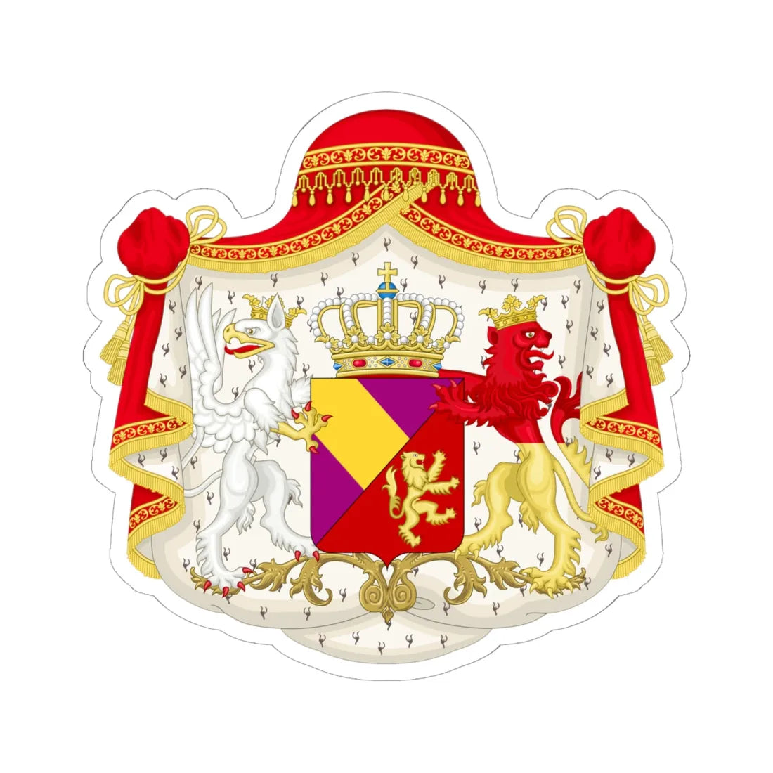 Armoiries du Grand-Duché de Bade-1806 Variant (Germany) (Coat of Arms) STICKER Vinyl Kiss-Cut Decal 6 Inch White - The Sticker Space