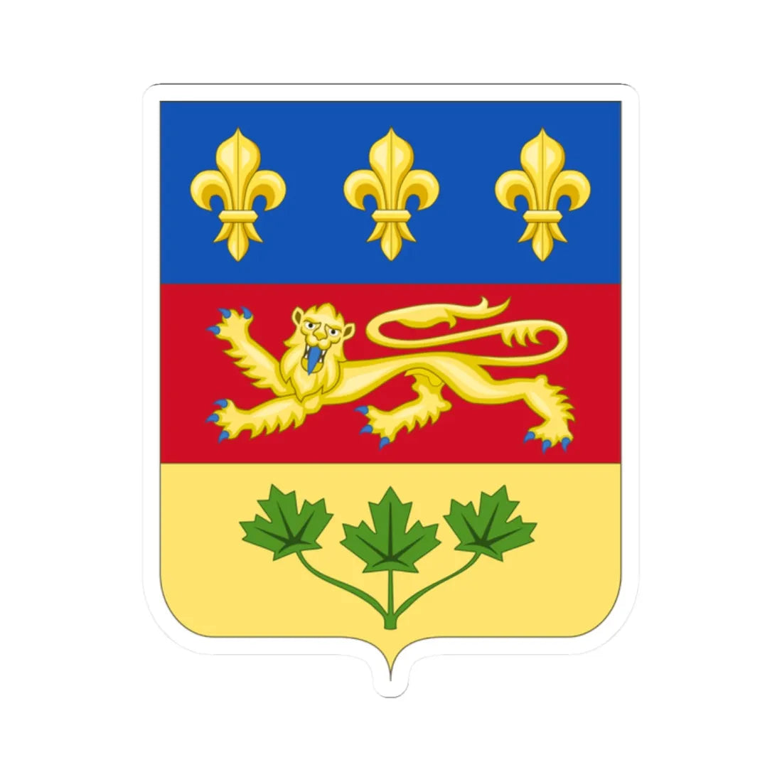 Armoiries du Québec blason (Canada) (Coat of Arms) STICKER Vinyl Kiss-Cut Decal 2 Inch White - The Sticker Space