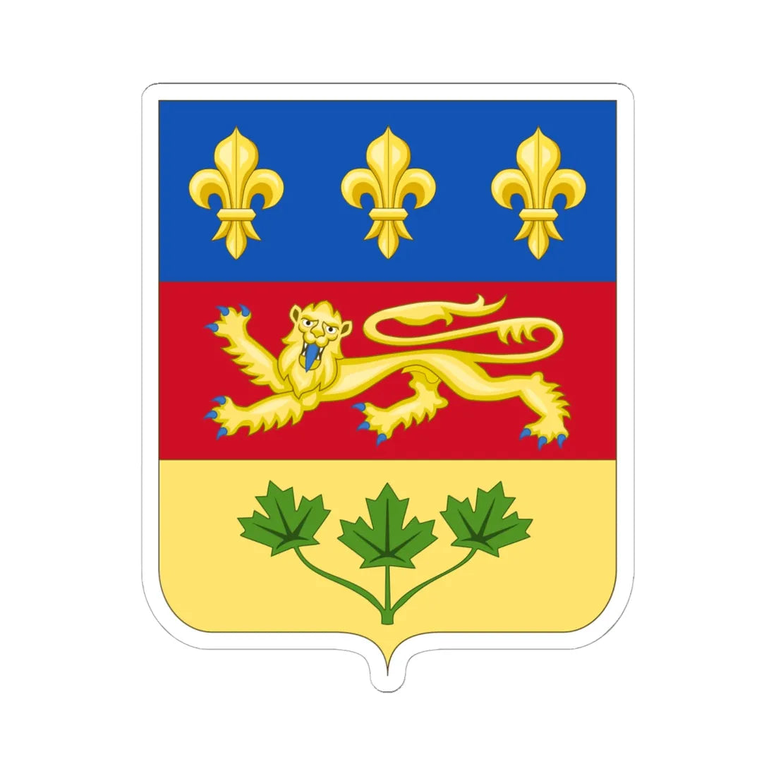 Armoiries du Québec blason (Canada) (Coat of Arms) STICKER Vinyl Kiss-Cut Decal 6 Inch White - The Sticker Space