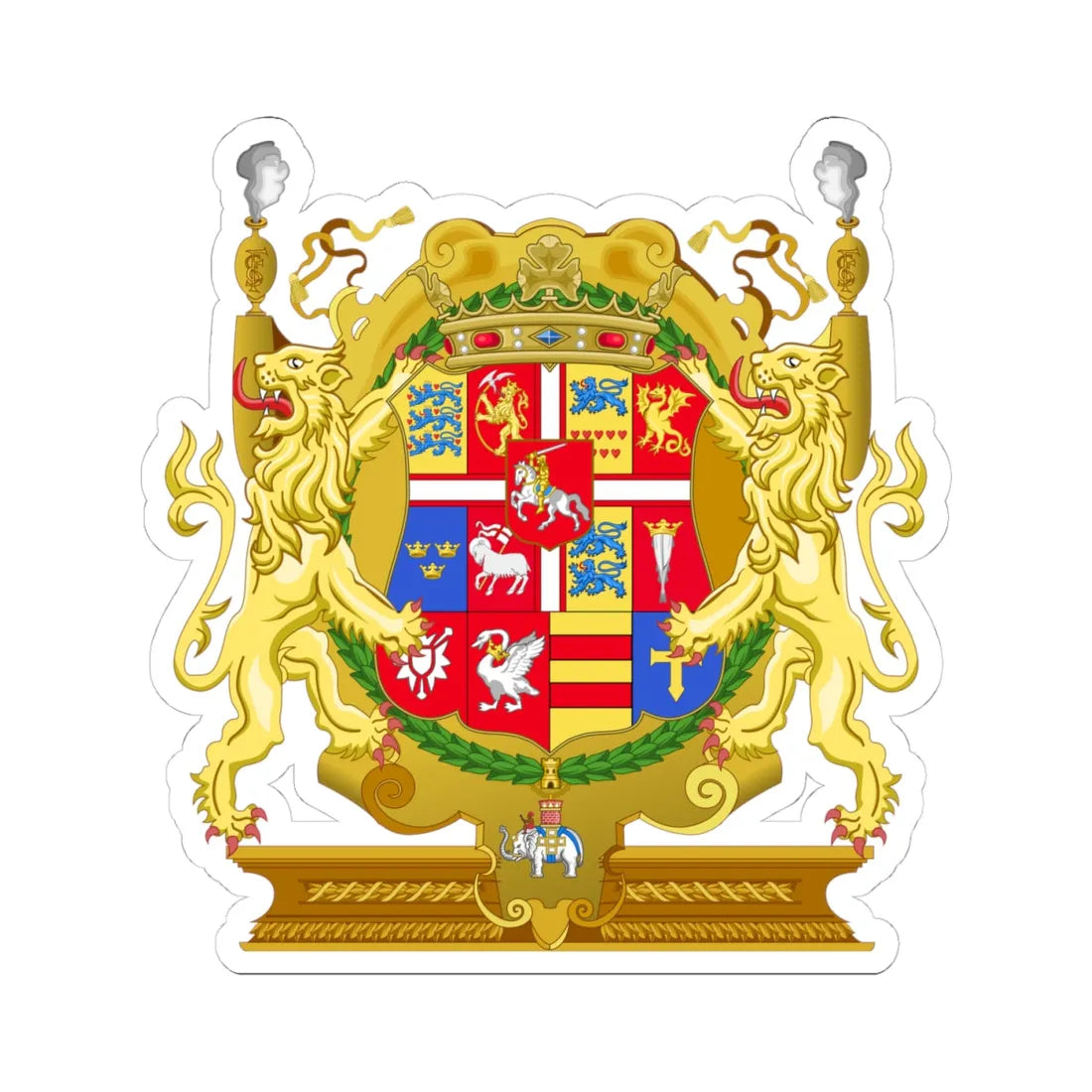 Armoiries Fréderic II du Danemark (Denmark) (Coat of Arms) STICKER Vinyl Kiss-Cut Decal 4 Inch White - The Sticker Space