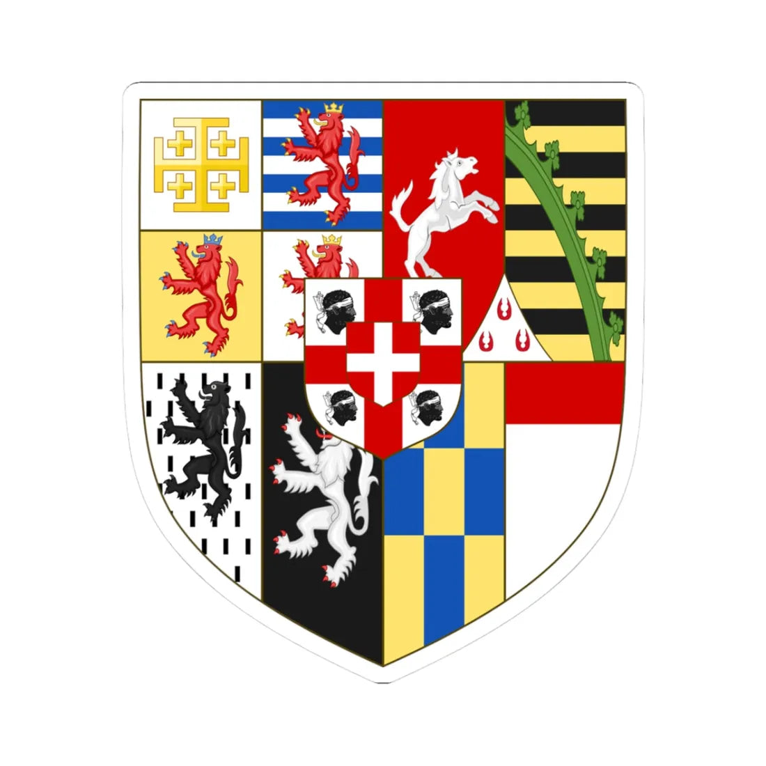 Armoiries Sardaigne 1720 (Armenia) (Coat of Arms) STICKER Vinyl Kiss-Cut Decal 3 Inch White - The Sticker Space