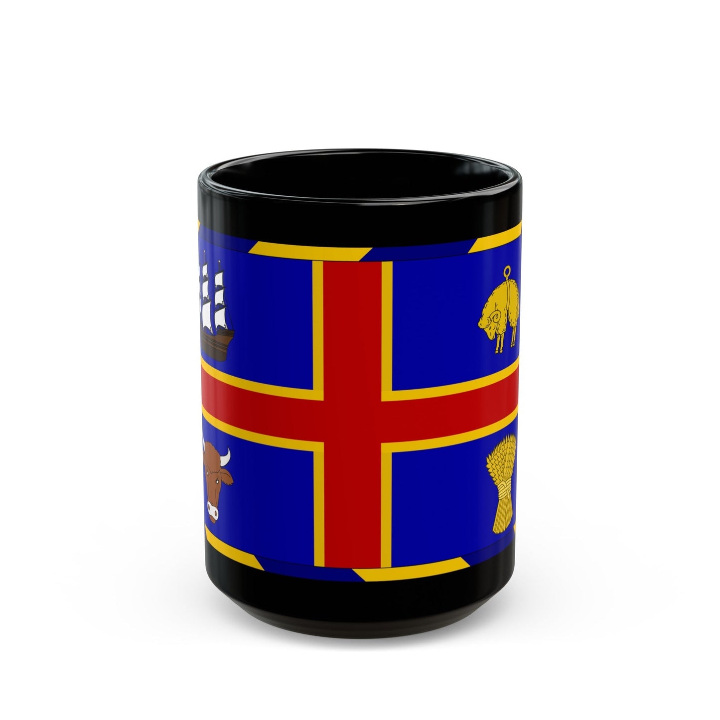 Armorial Flag of the City of Adelaide Australia - Black Coffee Mug-15oz-The Sticker Space