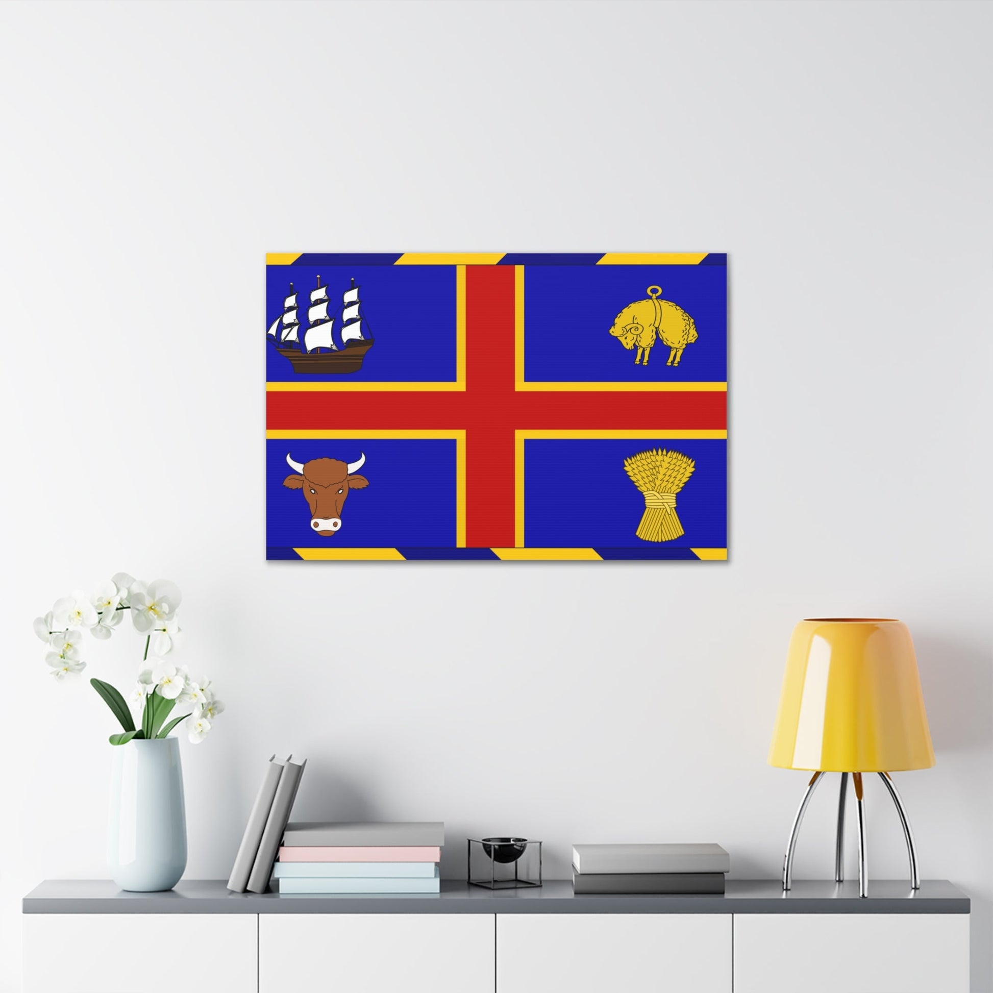 Armorial Flag of the City of Adelaide Australia - Canvas Wall Art-The Sticker Space