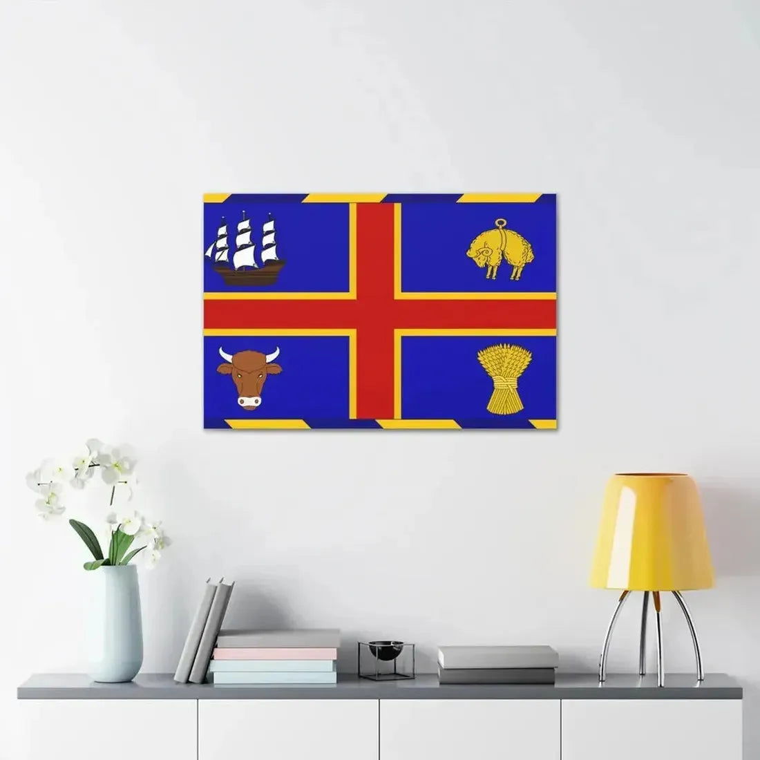 Armorial Flag of the City of Adelaide Australia - Canvas Wall Art - The Sticker Space