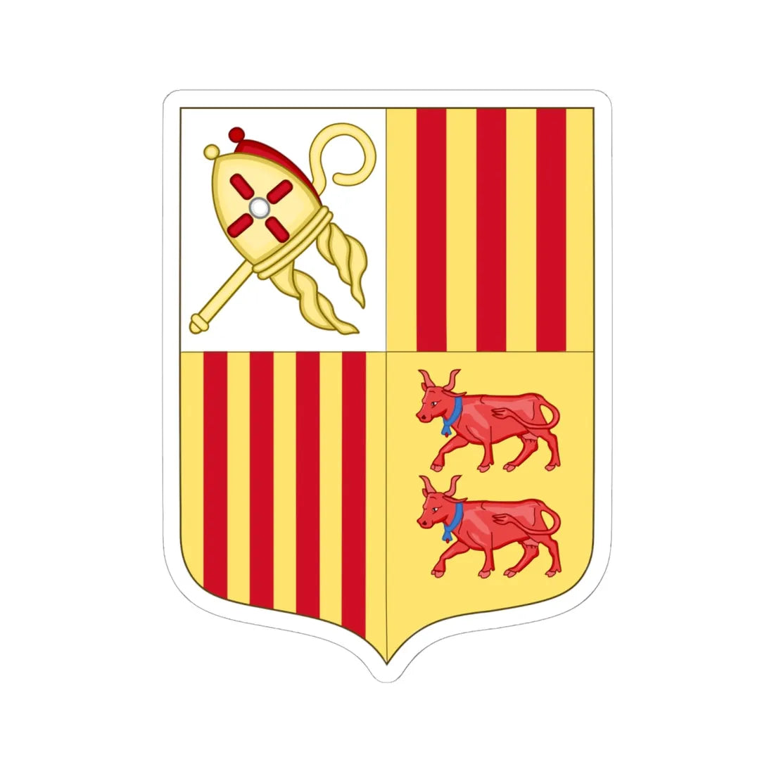 Arms of Andorra - Flag Version 1931-1949 (Andorra) (Coat of Arms) STICKER Vinyl Kiss-Cut Decal 6 Inch White - The Sticker Space