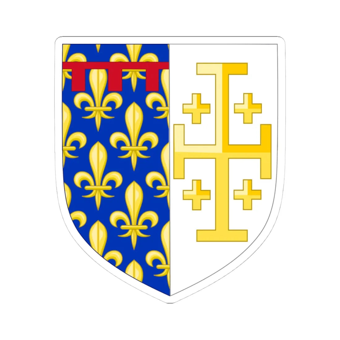 Arms of Anjou-Jerusalem (Italy) (Coat of Arms) STICKER Vinyl Kiss-Cut Decal 4 Inch White - The Sticker Space