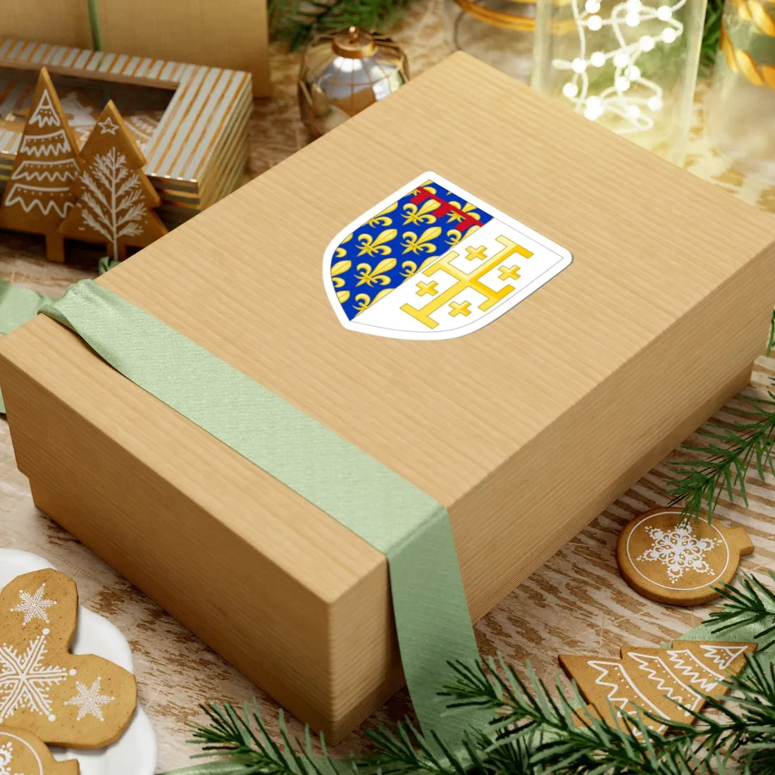 Arms of Anjou-Jerusalem (Spain) (Coat of Arms) STICKER Vinyl Kiss-Cut Decal - The Sticker Space