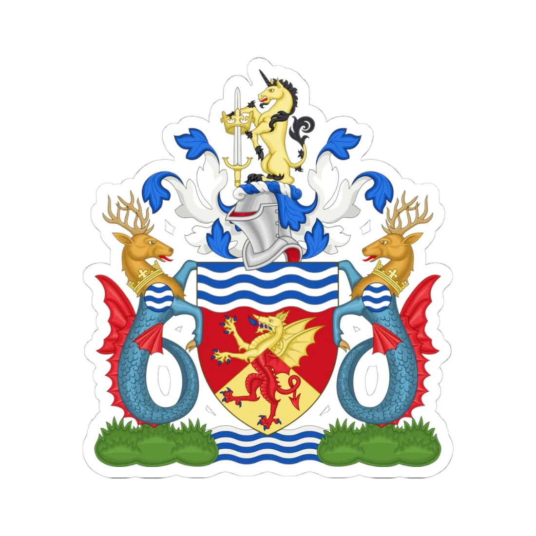 Arms of Avon County Council (England) (Coat of Arms) STICKER Vinyl Kiss-Cut Decal 4 Inch White - The Sticker Space