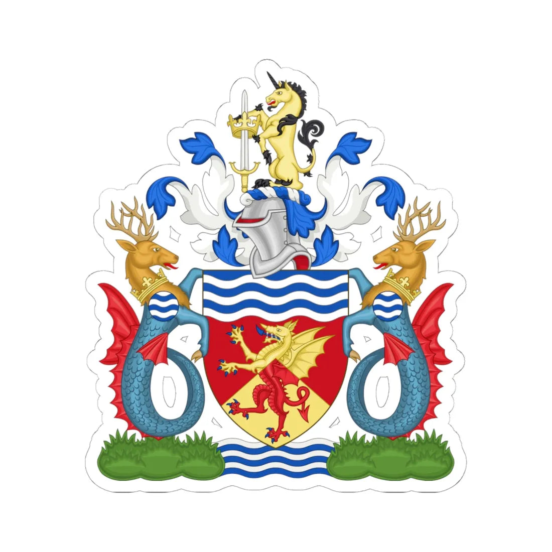 Arms of Avon County Council (England) (Coat of Arms) STICKER Vinyl Kiss-Cut Decal 6 Inch White - The Sticker Space