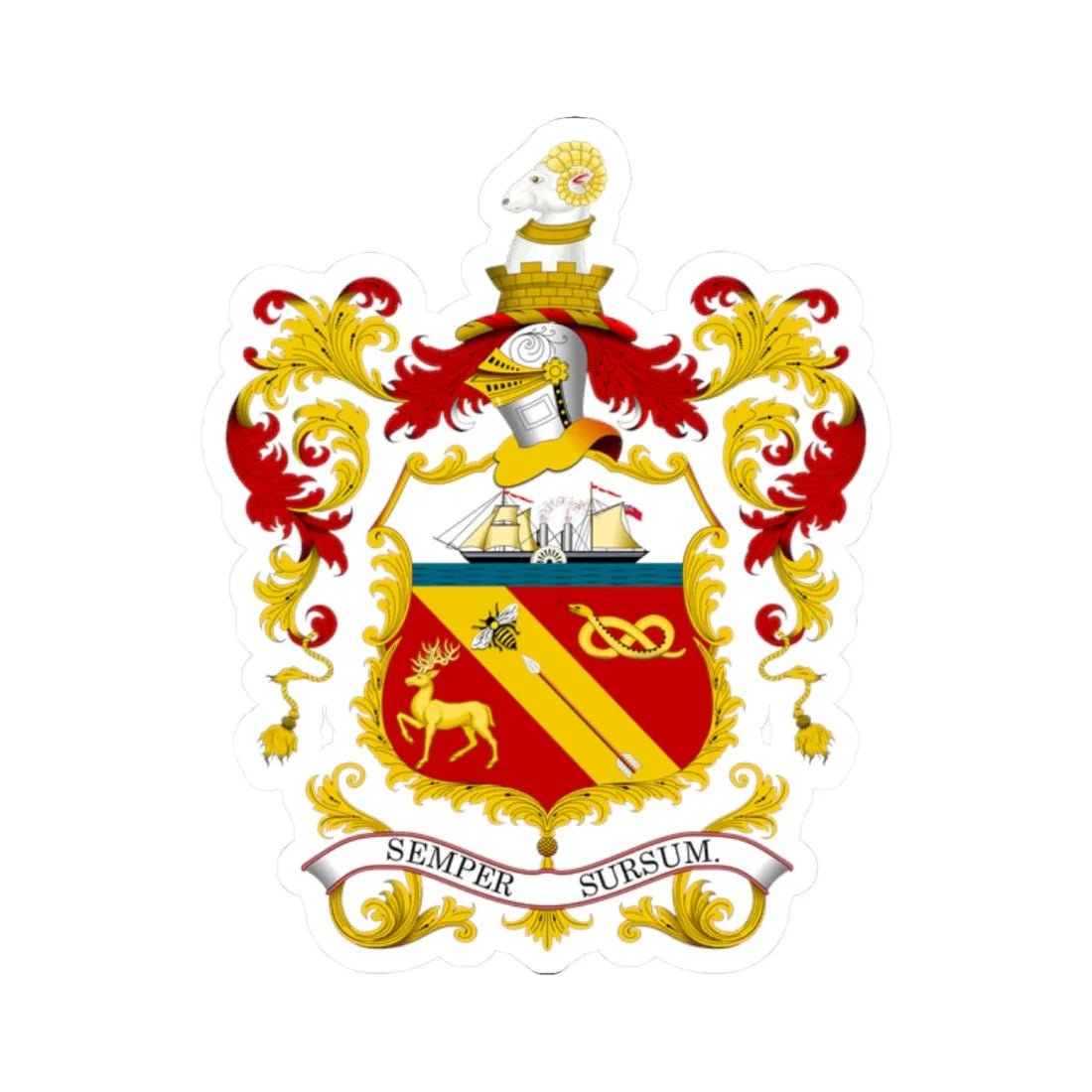 Arms of Barrow in Furness (England) (Coat of Arms) STICKER Vinyl Kiss-Cut Decal 2 Inch White - The Sticker Space