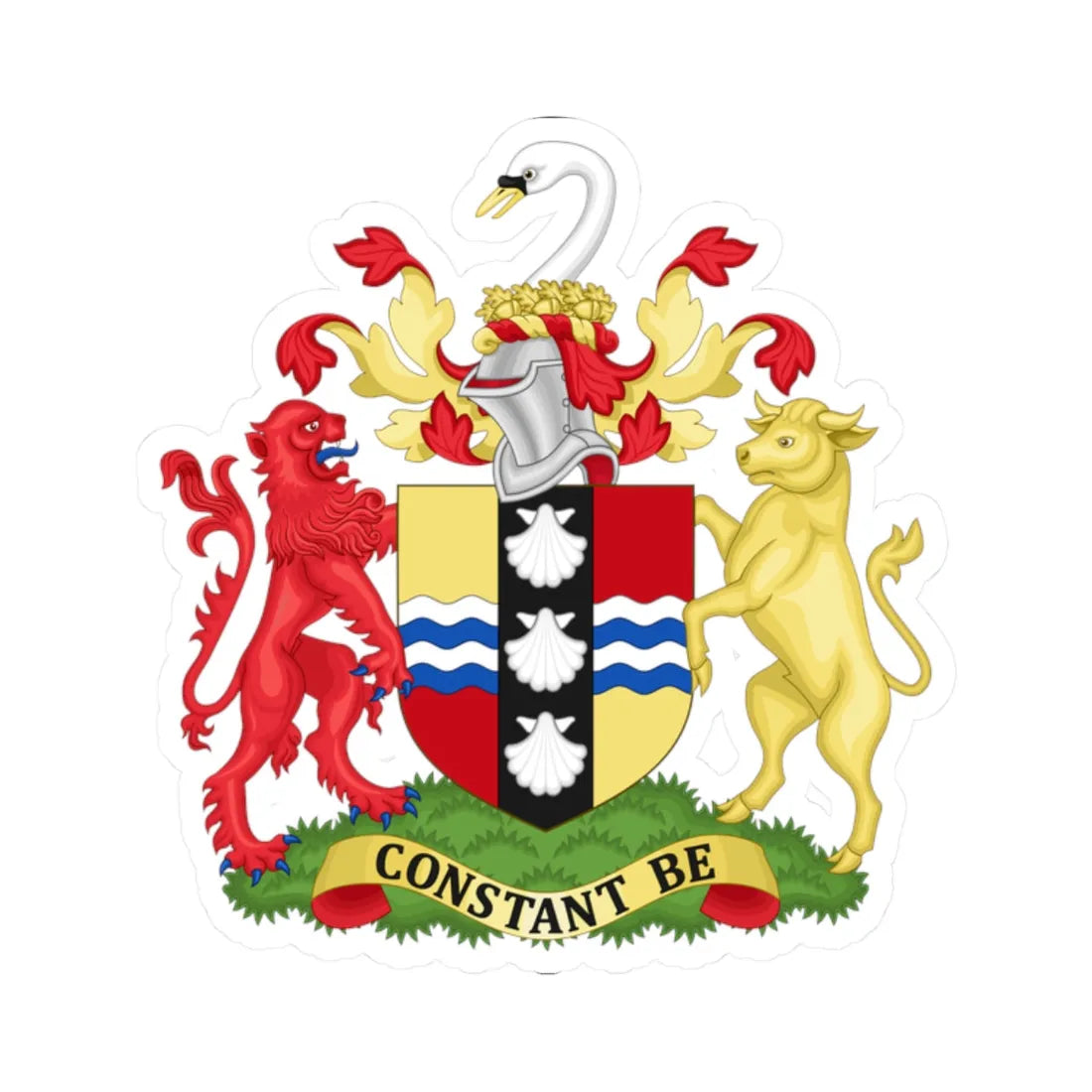 Arms of Bedfordshire County Council (England) (Coat of Arms) STICKER Vinyl Kiss-Cut Decal 2 Inch White - The Sticker Space