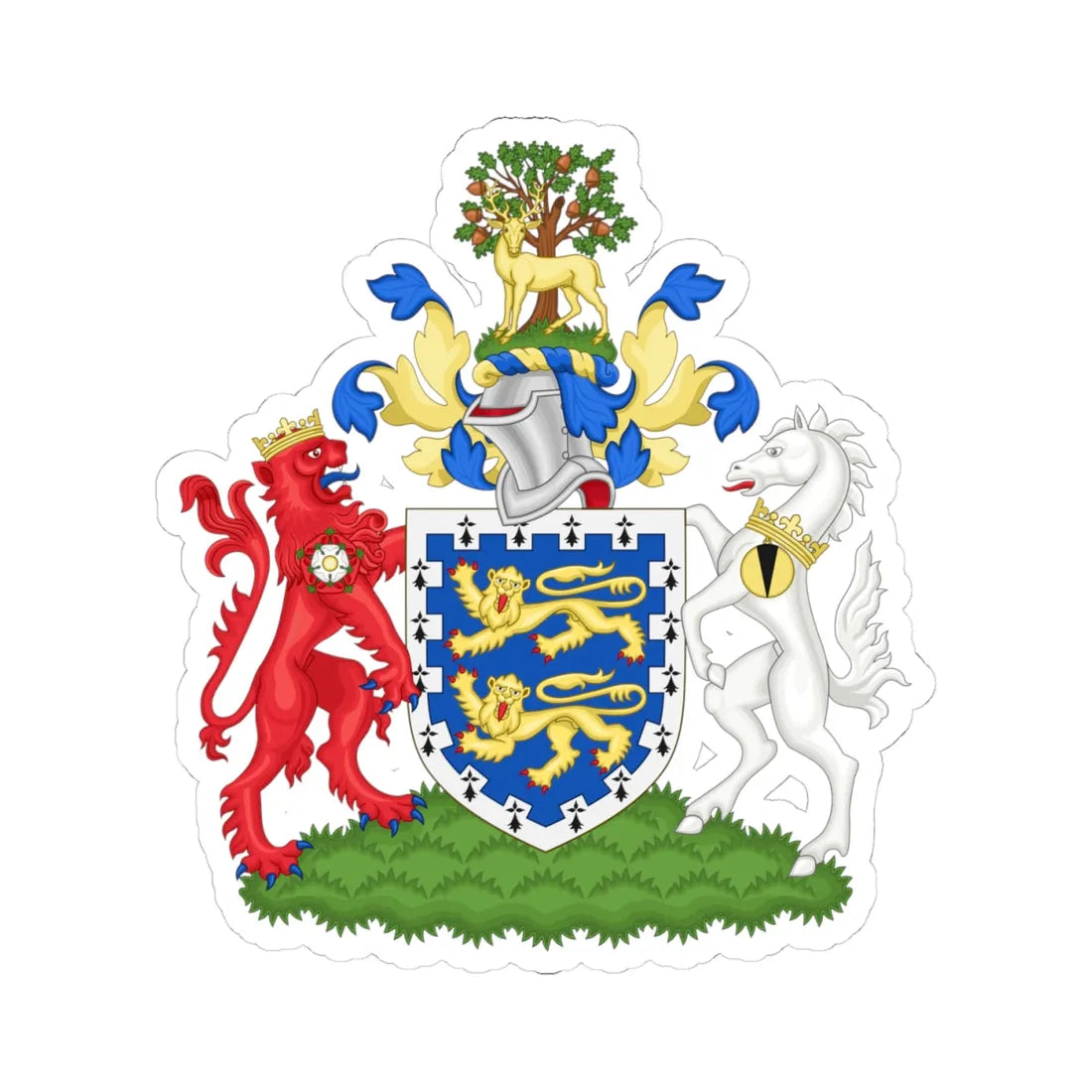 Arms of Berkshire County Council 1961-1974 (England) (Coat of Arms) STICKER Vinyl Kiss-Cut Decal 4 Inch White - The Sticker Space