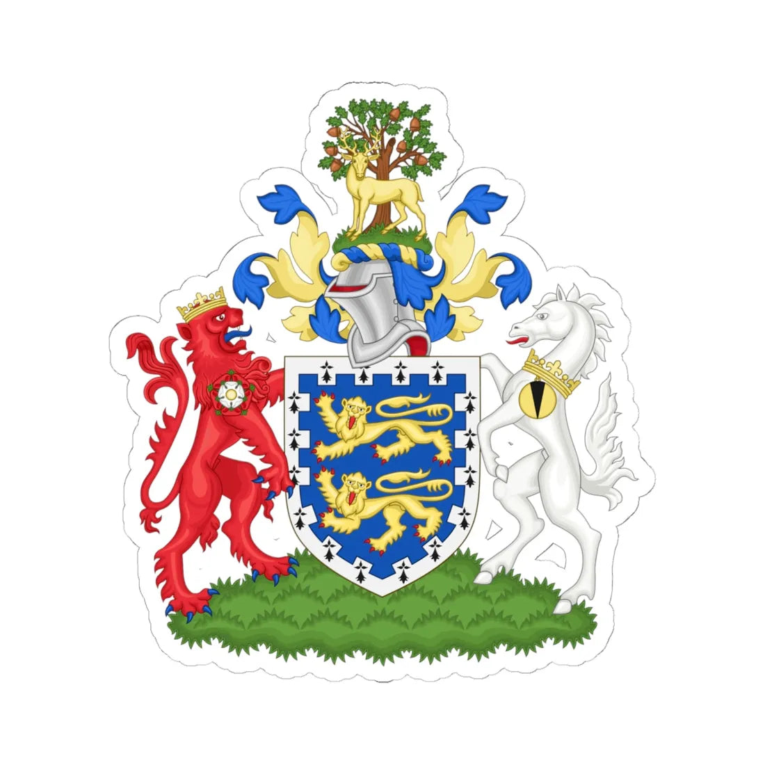 Arms of Berkshire County Council 1961-1974 (England) (Coat of Arms) STICKER Vinyl Kiss-Cut Decal 6 Inch White - The Sticker Space