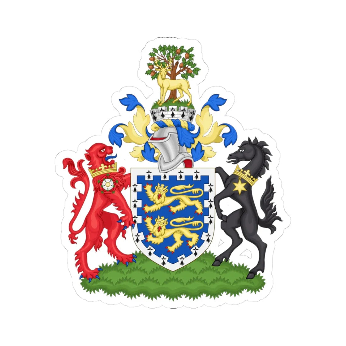 Arms of Berkshire County Council 1974-1998 (England) (Coat of Arms) STICKER Vinyl Kiss-Cut Decal 3 Inch White - The Sticker Space