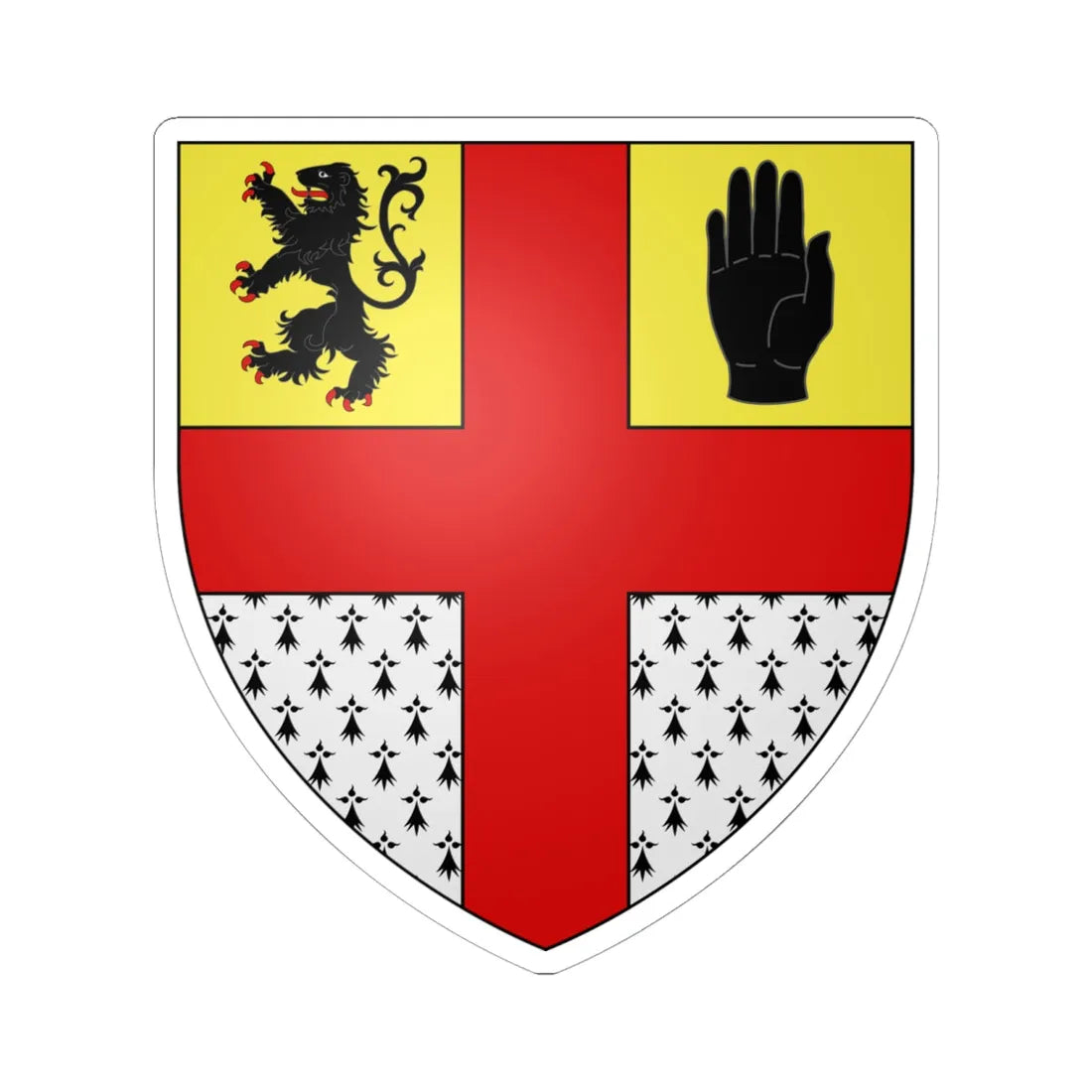 Arms of Bourke of Mayo (Ireland) (Coat of Arms) STICKER Vinyl Kiss-Cut Decal 6 Inch White - The Sticker Space