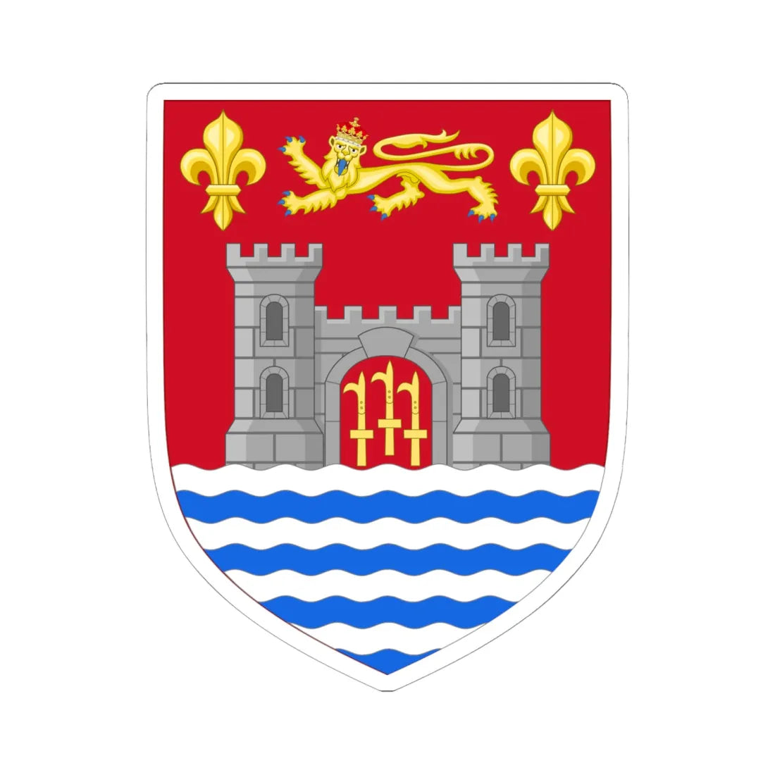 Arms of Bridport (England) (Coat of Arms) STICKER Vinyl Kiss-Cut Decal 6 Inch White - The Sticker Space