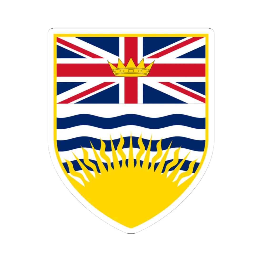 Arms of British Columbia (Canada) (Coat of Arms) STICKER Vinyl Kiss-Cut Decal 3 Inch White - The Sticker Space