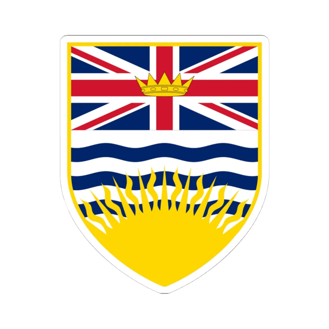 Arms of British Columbia (Canada) (Coat of Arms) STICKER Vinyl Kiss-Cut Decal 4 Inch White - The Sticker Space