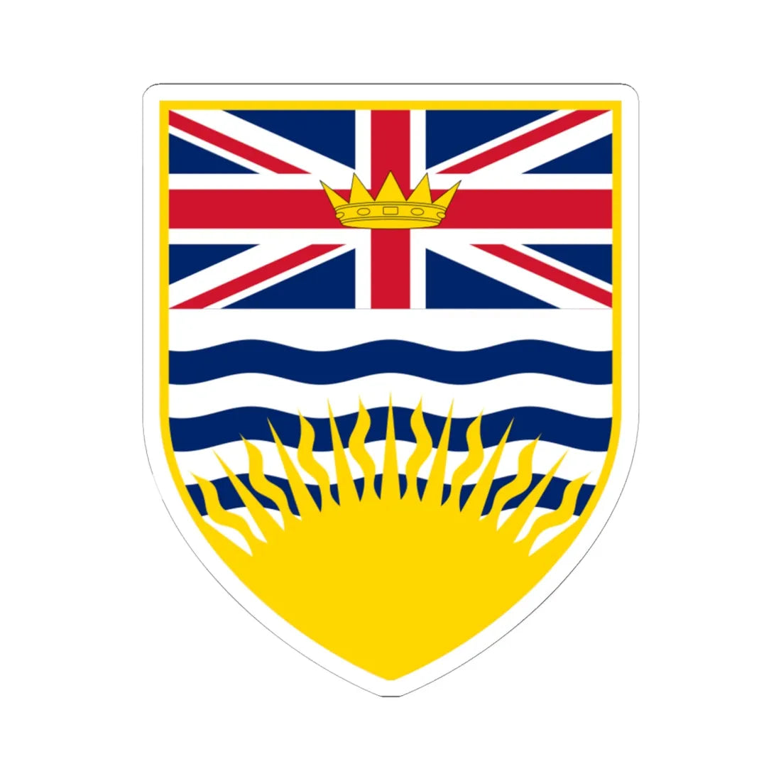 Arms of British Columbia (Canada) (Coat of Arms) STICKER Vinyl Kiss-Cut Decal 6 Inch White - The Sticker Space