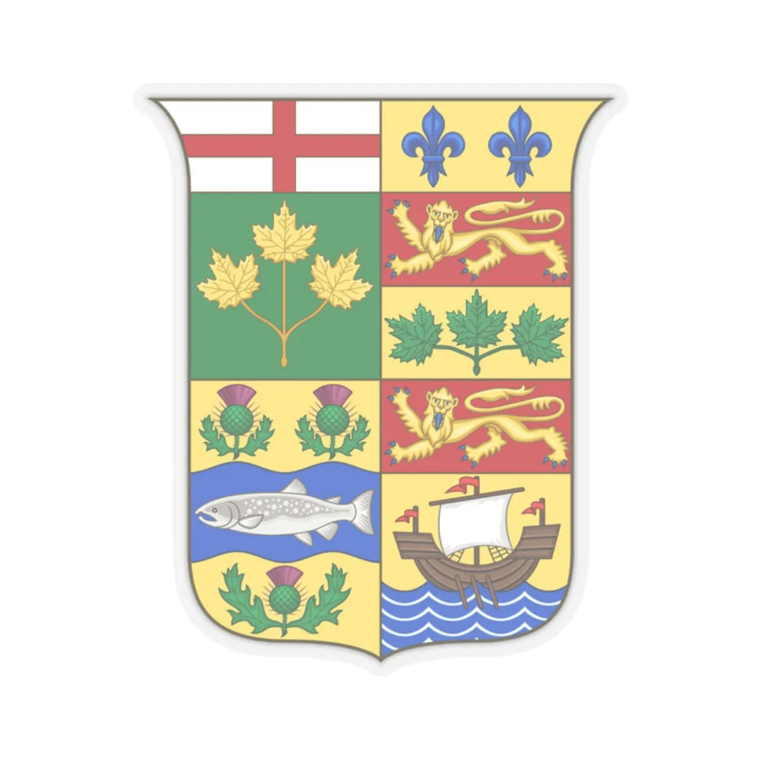 Arms of Canada 1868 - STICKER Vinyl Kiss-Cut Decal 2 Inch Transparent - The Sticker Space