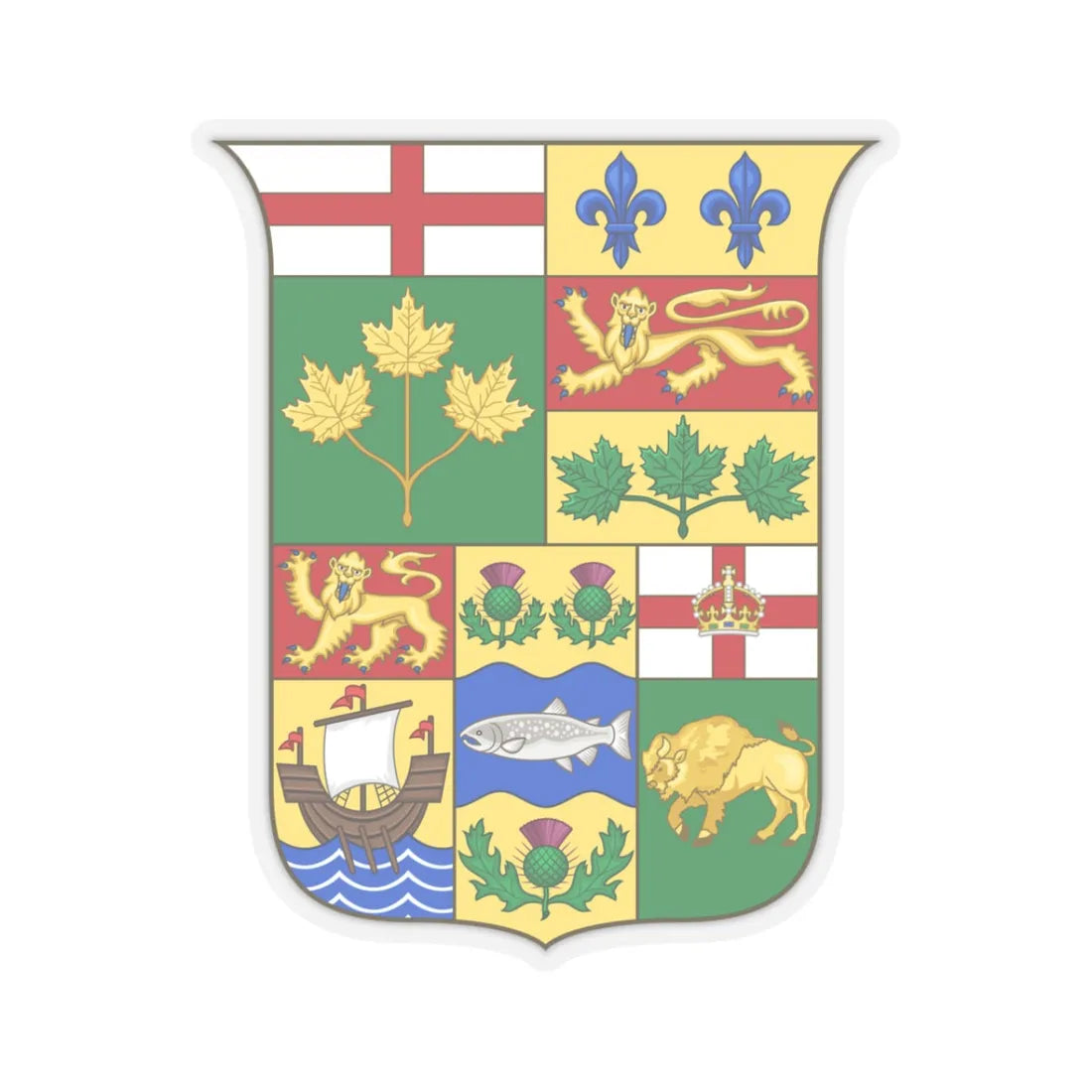 Arms of Canada 1870 - STICKER Vinyl Kiss-Cut Decal 3 Inch Transparent - The Sticker Space