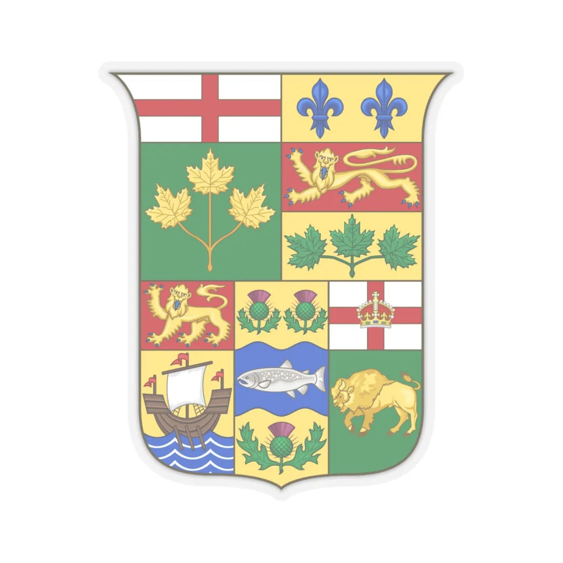 Arms of Canada 1870 - STICKER Vinyl Kiss-Cut Decal 6 Inch Transparent - The Sticker Space