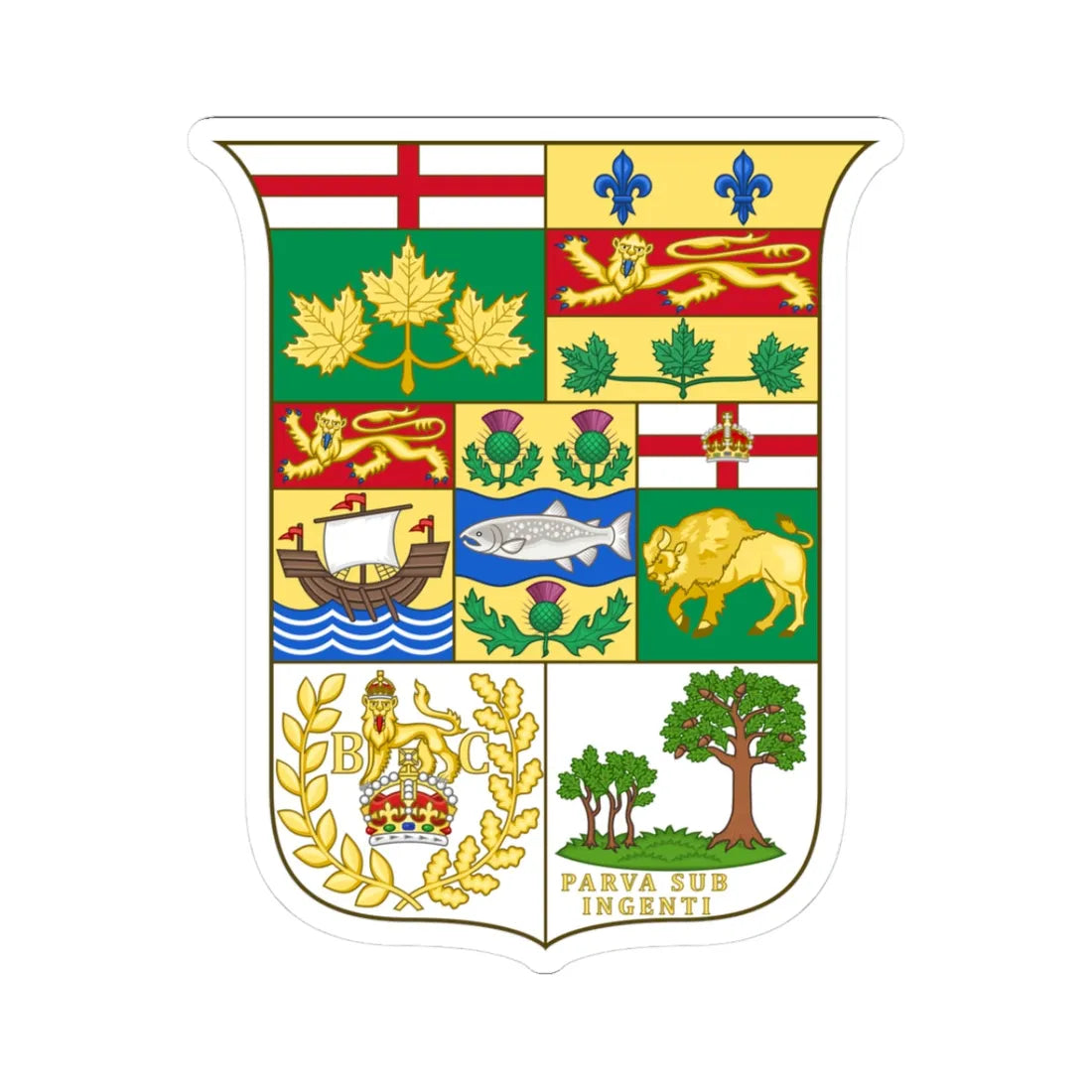 Arms of Canada 1873 (Canada) (Coat of Arms) STICKER Vinyl Kiss-Cut Decal 3 Inch White - The Sticker Space