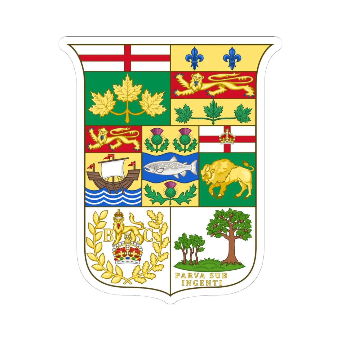 Arms of Canada 1873 (Canada) (Coat of Arms) STICKER Vinyl Kiss-Cut Decal 4 Inch White - The Sticker Space