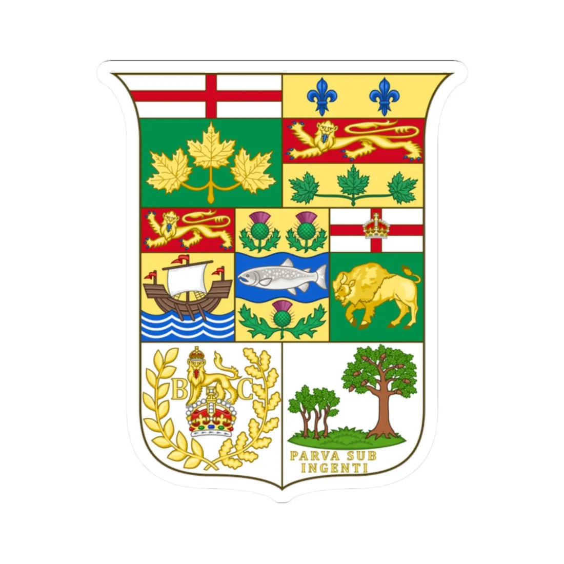 Arms of Canada 1873 - STICKER Vinyl Kiss-Cut Decal 2 Inch White - The Sticker Space