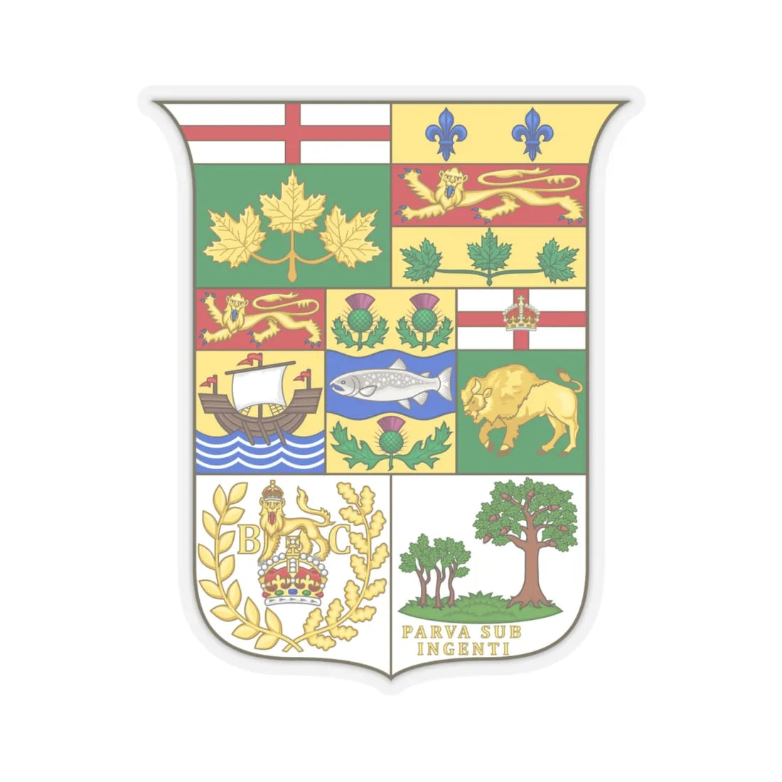 Arms of Canada 1873 - STICKER Vinyl Kiss-Cut Decal 4 Inch Transparent - The Sticker Space