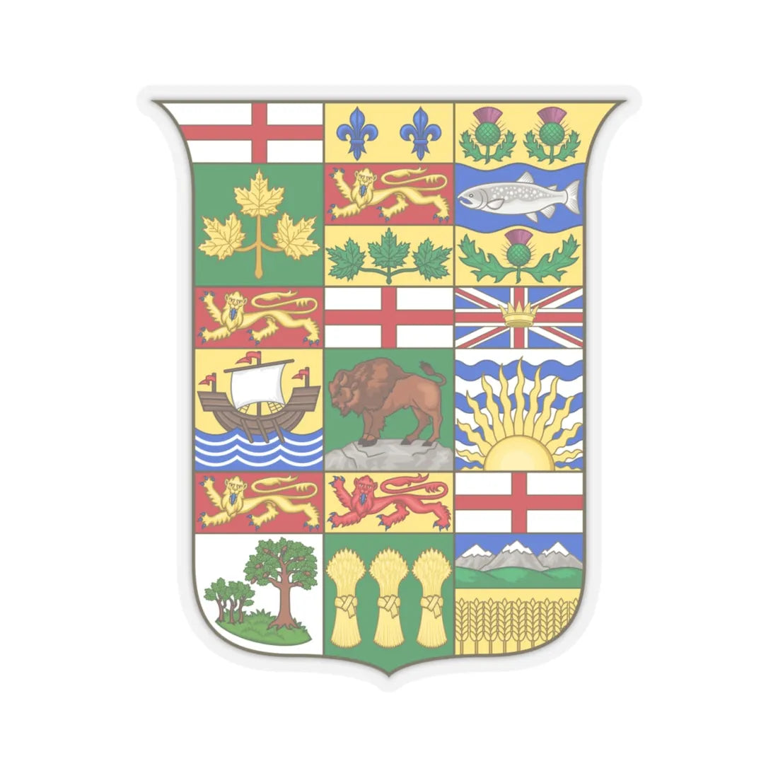 Arms of Canada 1907 - STICKER Vinyl Kiss-Cut Decal 4 Inch Transparent - The Sticker Space