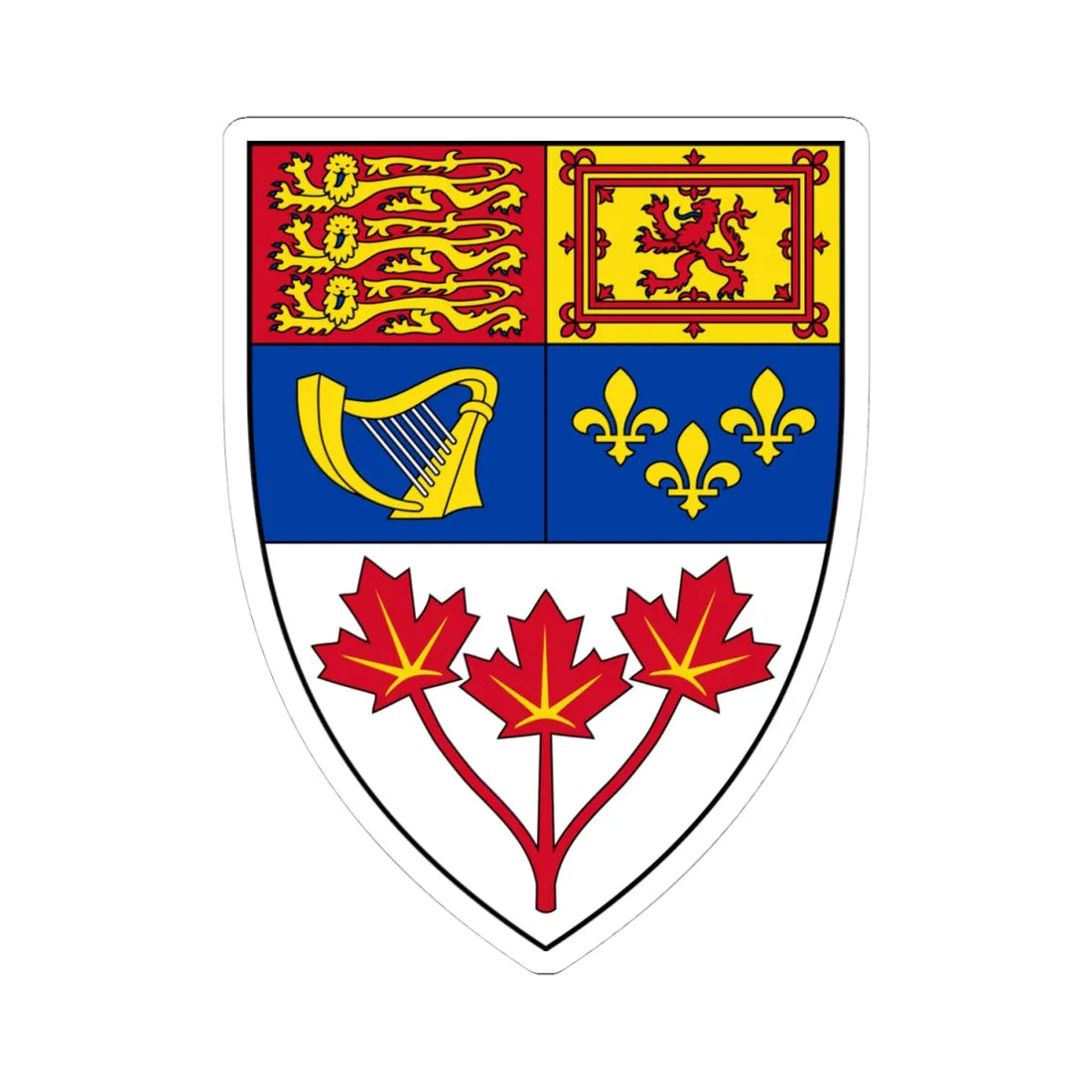 Arms of Canada (shield) - STICKER Vinyl Kiss-Cut Decal 4 Inch White - The Sticker Space